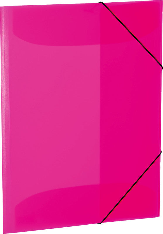 HERMA Neon Gummibandmappe für A3 – 1 Fach, 3 Klappen, Kunststoff, Pink, Füllhöhe 40 mm