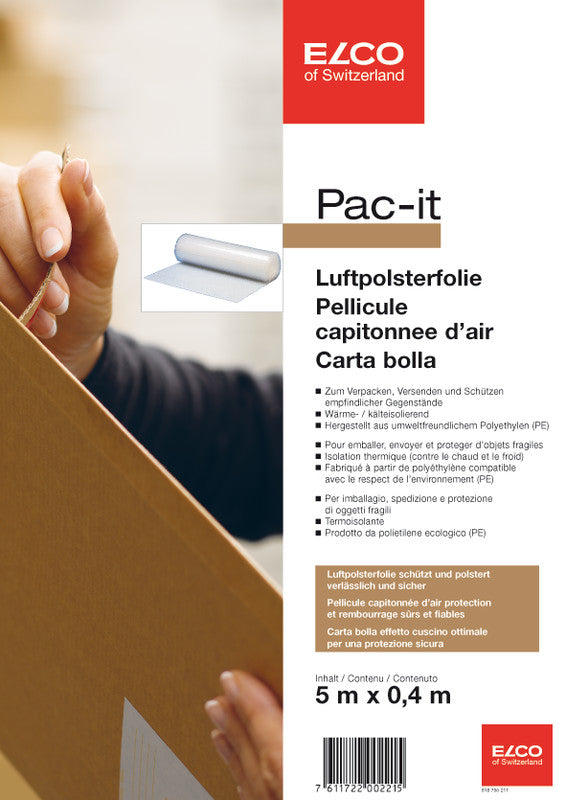 Elco Luftpolsterfolie pac-it – 400 mm × 5 m – Papier, weiss