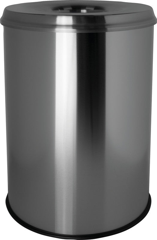 Helit Sicherheitspapierkorb – 15 l – Edelstahl – Löschkopf, selbstlöschend, TÜV/GS – Ø 260 × H 335 mm