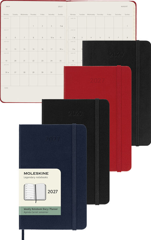 Moleskine Taschenagenda – 1 Woche/1 Seite, gebunden, 9 × 14 cm, 2026, Englisch, Saphirblau, FSC