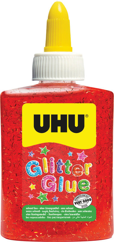 UHU Glitzerkleber – rot – 88,5 ml – auswaschbar, lösungsmittelfrei – zum Basteln