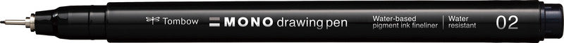 Tombow Mono Drawing Pen Fineliner – 4er-Set – Schwarz – Wasserfest