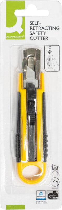 Q-CONNECT Sicherheitscutter – 18 mm, linkshändergeeignet, gelb, inkl. 1 Klinge