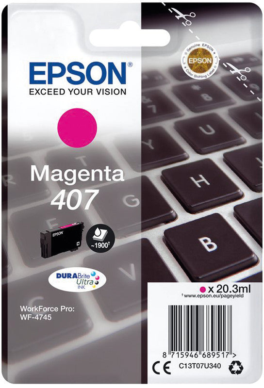 Epson Tintenpatrone 407, Magenta, 20 ml