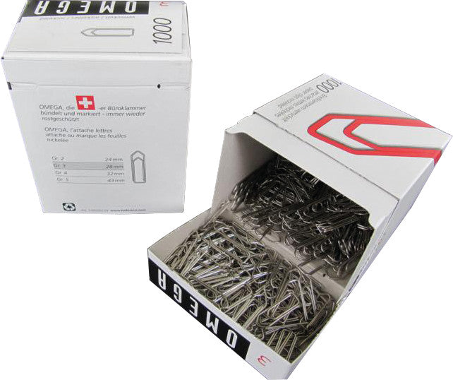Omega Büroklammern 28 mm – vernickelt – 1'000 Stk.
