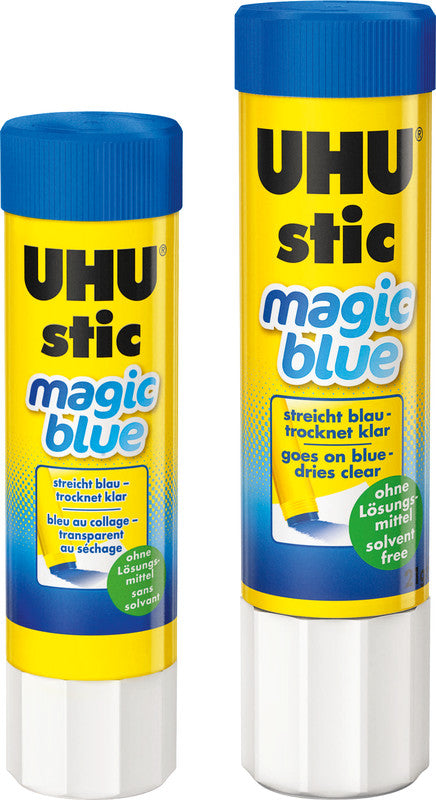 UHU Stic Magic Klebestift – Stift, extra stark, blau, 21 g, für Papier, Karton, Fotos u. a.