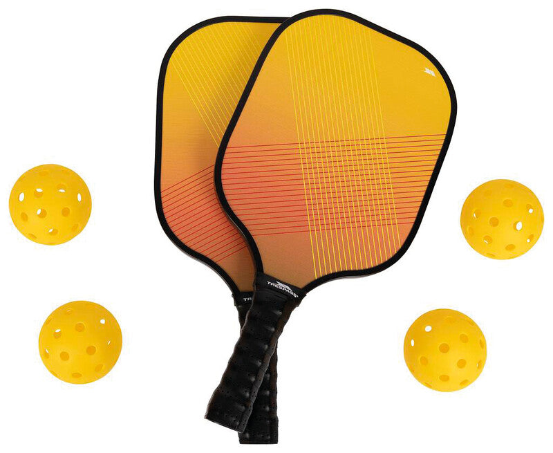 Trespass Pickleball-Set – Schläger PP/Holz/Leder, 20,0×40,0×6,0 cm – 2 Schläger, 4 Bälle, 1 Tasche – Orange