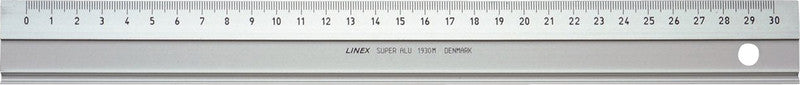 Linex Wandtafel-Lineal 30 cm – Aluminium, silber, mit Stahl-Schneidekante, Tuschekante, rutschfest