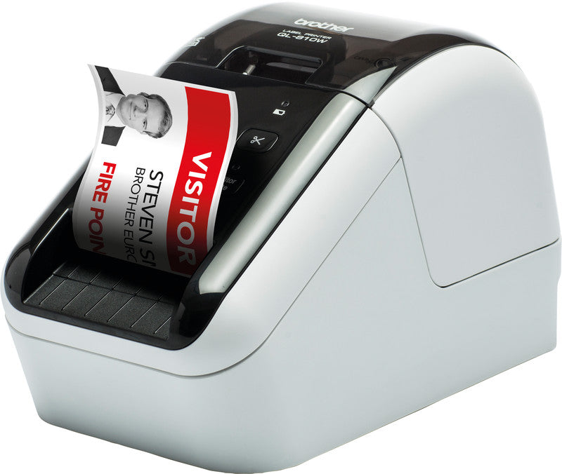 Brother QL-810Wc – Etikettendrucker, Thermodirekt, für DK-Rollen bis 62 mm, 2-farbig (schwarz/rot), USB, 300 dpi