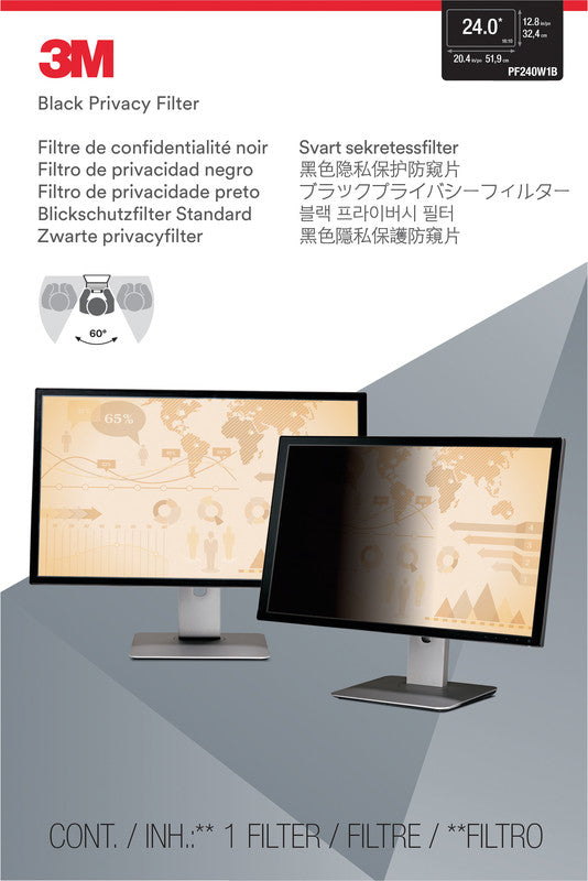 3M Displayschutz für Monitore bis 24" (532×300 mm, 16:9) – Schwarz