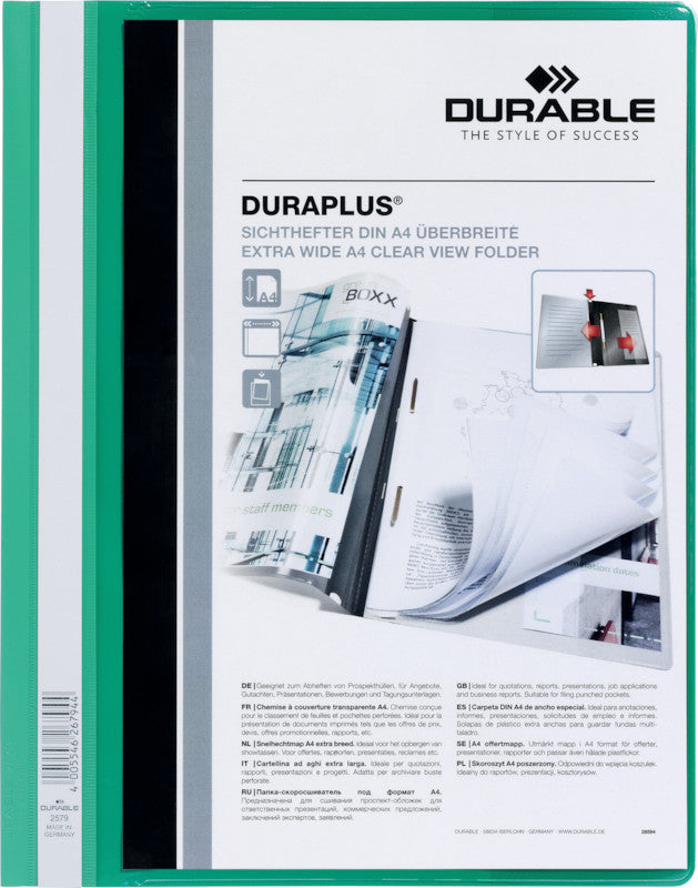 Durable Schnellhefter – A4, Kunststoff, Grün, Beschriftungsfeld