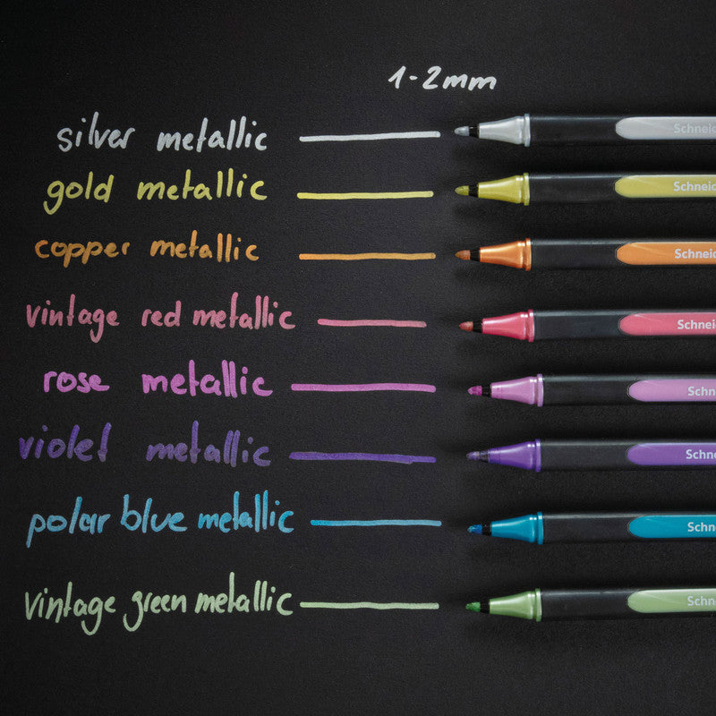 Schneider Schreibgeräte Schneider Paint Marker Paint-It 020 – Rundspitze 1-2 mm – Sortiert – 8er-Set – Für dunkle Oberflächen geeignet