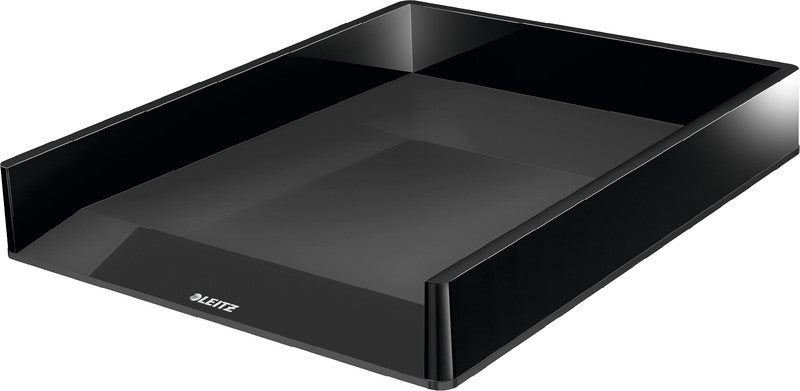 Leitz Briefkorb – mit Griffausschnitt, mit Beschriftungsfeld, glänzend, schwarz, B 267 × H 49 × T 336 mm