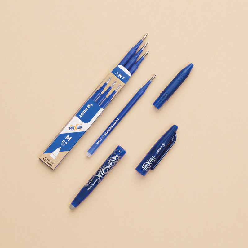 Pilot FriXion Rollerpatronen für Ball, Clicker, LX + 1 weitere – blau, 0,7 mm, löschbar, geruchsarm, 3 Stk.