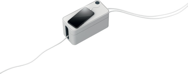 Durable Kabelbox Box S – 246 × 128 mm, Kunststoff, Grau, rutschfeste Gummifüsse, für 3fach-Steckdosenleiste