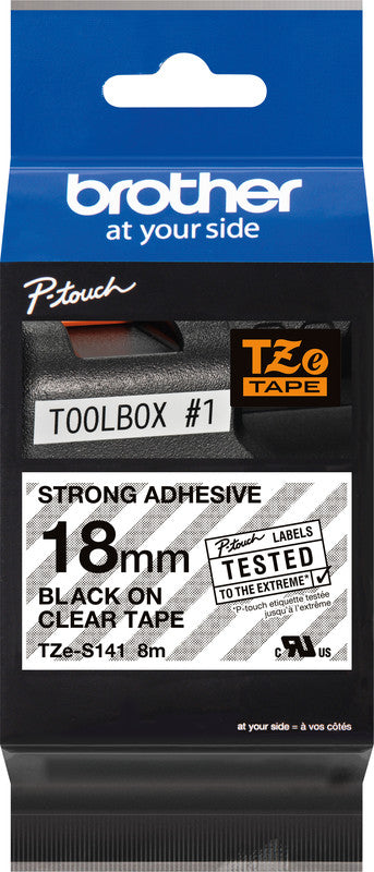 Brother Schriftband – 18 mm × 8 m, transparent, schwarz