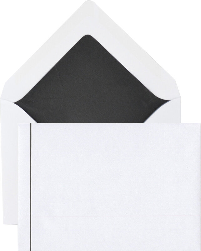 Elco Trauer-Couvert C6, Deuil, weiss, Nassklebung, 100 g/m², schwarz gefüttert – 25 Stk.