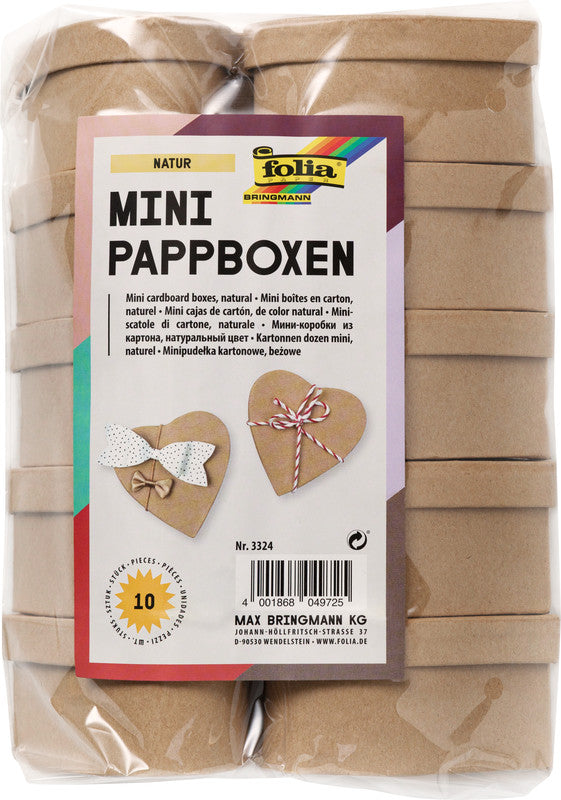 Folia Mini-Kartonboxen – natur – 80 × 40 × 75 mm, 10 Stück, Karton