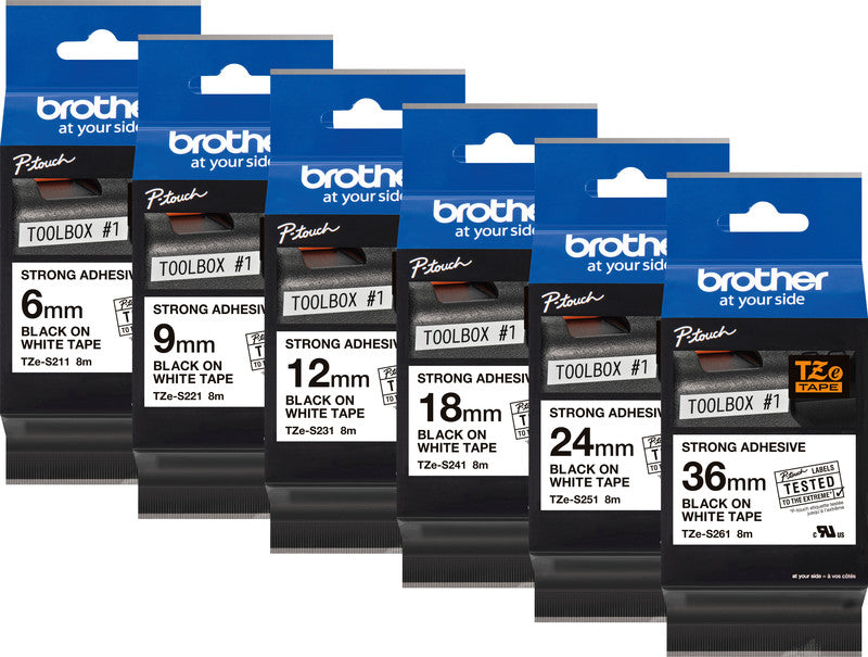 Brother Schriftband – 9 mm × 8 m, weiss, schwarz