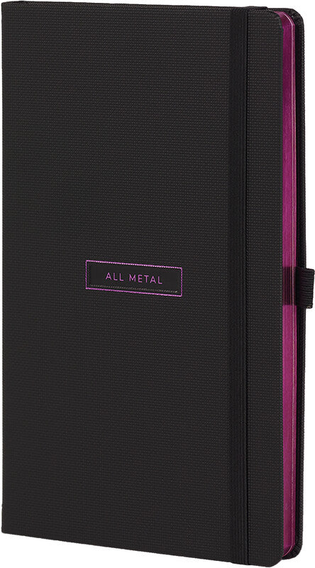 Castelli Notizbuch, 130 × 210 mm, liniert, Leimbindung, Hardcover, 192 Seiten, 80 g/m² – schwarz
