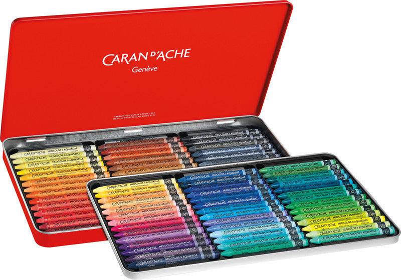 Caran d-Ache Caran d'Ache Neocolor Aquarellfarbstifte-Set – 84 Farben, Mine Ø 8,6 mm, Metallschachtel