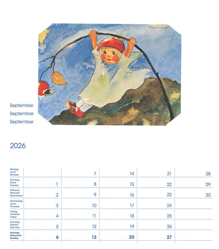Cosa Postkartenkalender Mili Weber 2026 – 23 × 27 cm – d/f/gb – mit 12 Postkarten, mit Aufhänger