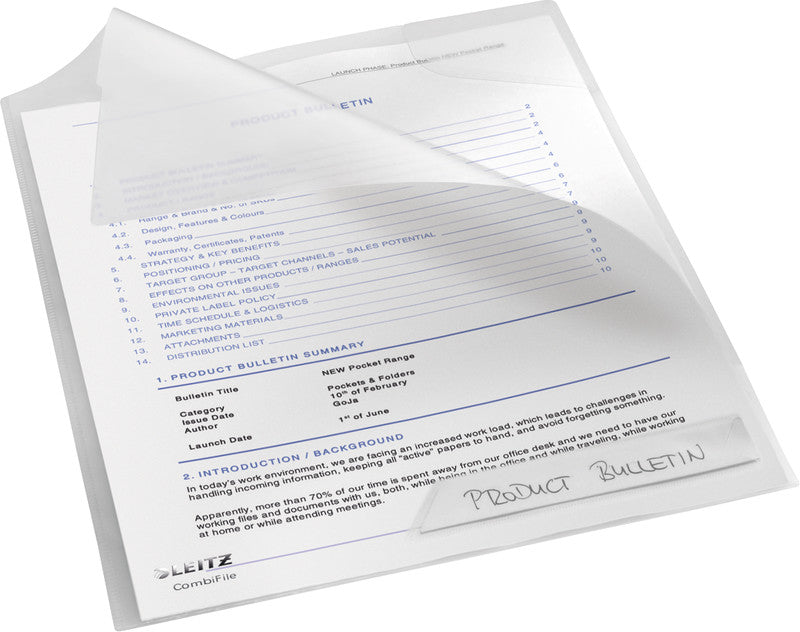 Leitz Sichtmappe A4 – transparent, Kunststoff, matt, 200 µm, 5er-Pack