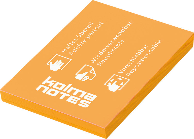 Kolma Haftnotizen – 52×74 mm – Neonorange, 100 Blatt, elektrostatisch, recyclingfähig