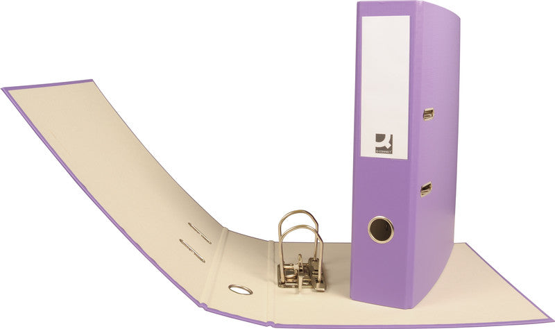 Q-connect Ordner – A4 hoch – 2-Ring Hebelmechanik, Rücken 70 mm – violett, Karton, mit Niederhalter, FSC
