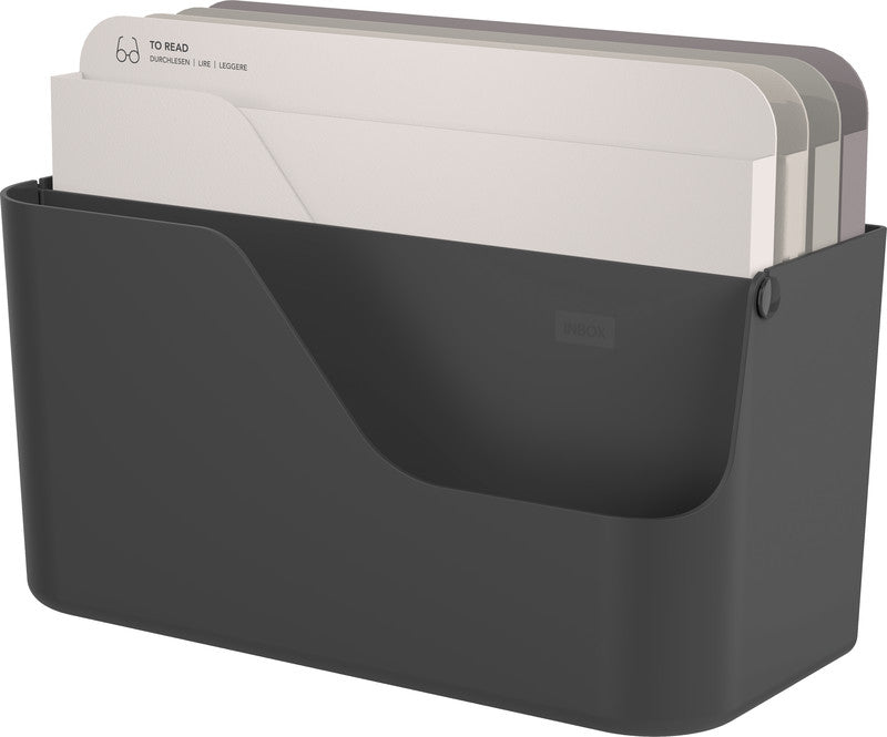 Rotho Briefkorb – Kunststoff, für A4, schwarz, B 356 × H 160 × T 295 mm