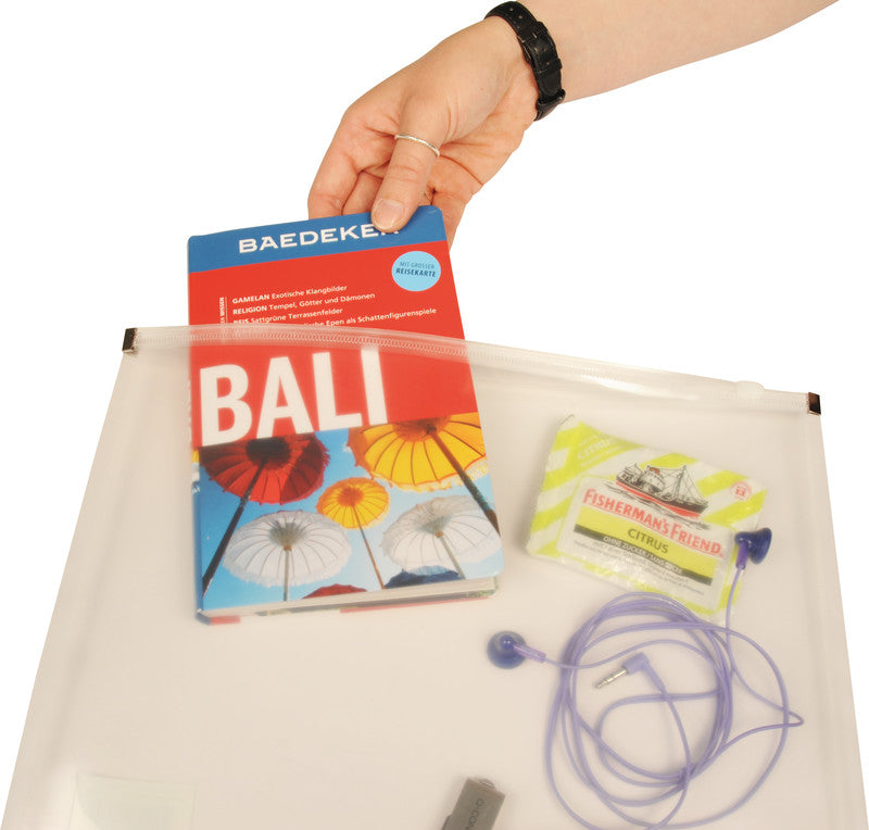 Q-CONNECT Sammelmappe, für A4, Kunststoff, transparent, mit Zippverschluss