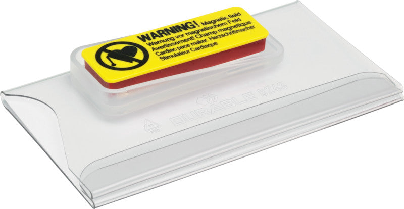 Durable Namensschild – 75 × 40 mm, transparent, Kunststoff, Magnetbefestigung, verdrehsicher – 25 Stk