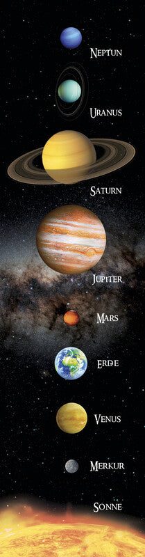 Mapcards.net Lesezeichen – Sonnensystem, Kunststoff, 21,5 × 5,5 cm, sortiert
