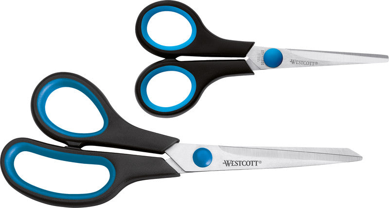 Westcott Universalschere – Edelstahl, für Rechts- und Linkshänder, abgerundet, Softgrip, Kunststoff, schwarz