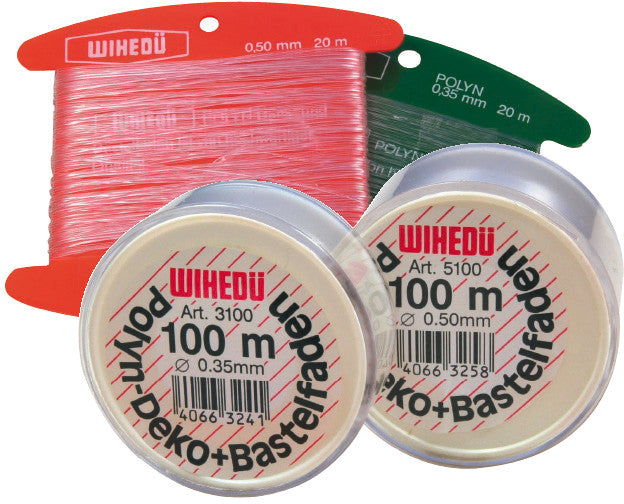 Wihedü Nylonfaden – 0,350 mm × 100 m, transparent, 5 daN