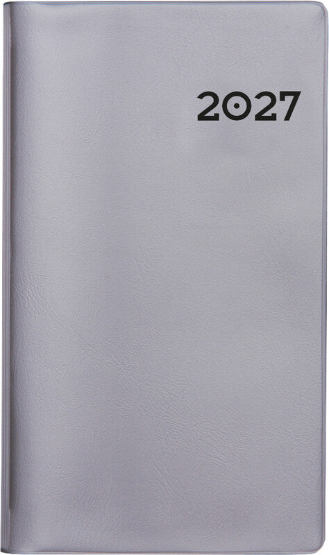 Biella Planer Bern Agenda – 1 Woche/Seite, geheftet, 8,7 × 15,3 cm, 2027, silber, PEFC