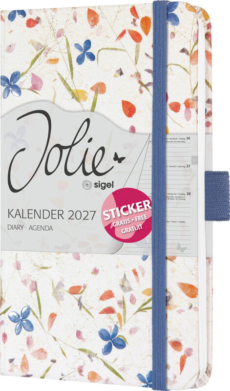 Sigel JOLIE Agenda – 1 Woche/2 Seiten, gebunden, A6, Jan–Dez 2027, mehrsprachig, Bloom Violet, FSC