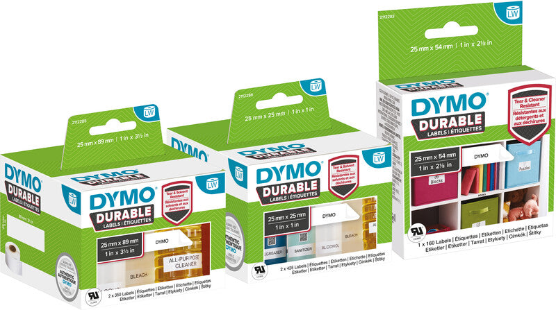 DYMO Etiketten (Rolle) 25 × 25 mm – Kunststoff, weiss – permanent – 1'700 Stk. (2 Rollen) – für LabelWriter