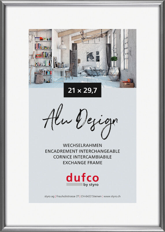 Dufco Aluminium Wechselrahmen, silber matt, 21 × 29,7 cm