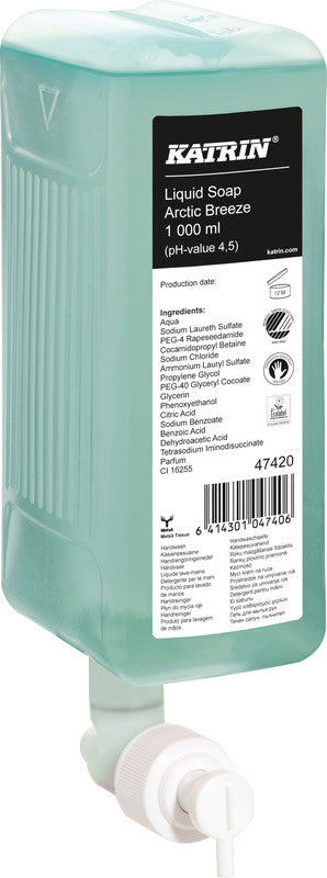 Katrin Inclusive Nachfüllung – Seifenkartusche, Flüssigseife, Arctic Breeze, 1000 ml