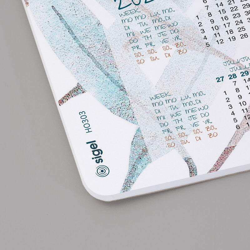 Sigel Kalender-Einlage – 3 Jahre/1 Seite, 59,5 × 41 cm, 2025/2026/2027, mehrsprachig, Gefrostete Blätter, FSC