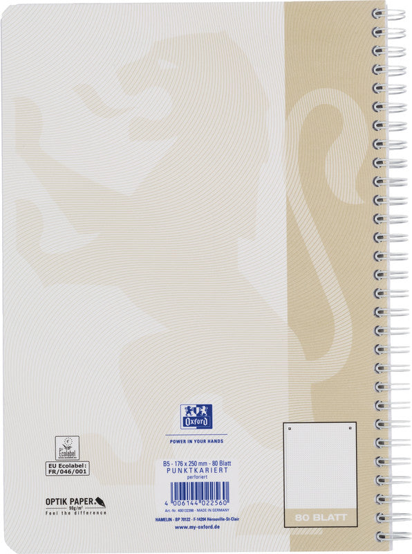 Oxford Collegeblock, Karton, 80 Blatt, 4-fach gelocht, perforiert, 90 g/m² – sand, für SCRIBZEE App