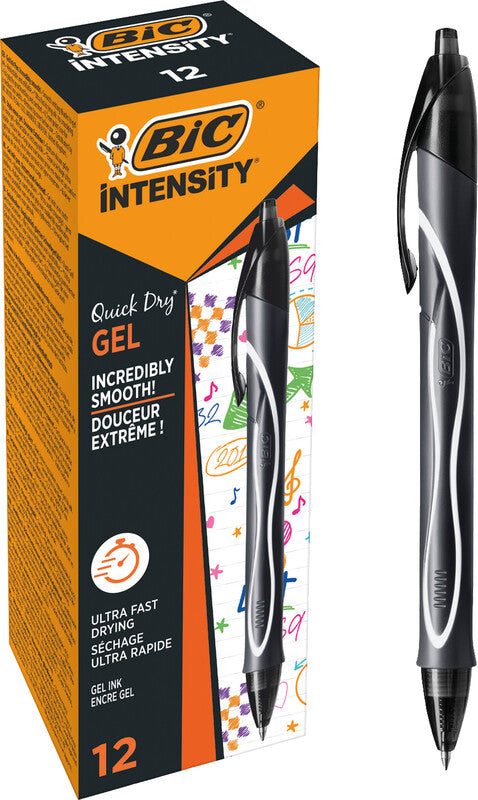 BIC Gel-ocity Quick Dry Gelschreiber – schwarz, 0,7 mm, schnelltrocknend, Druck, nachfüllbar