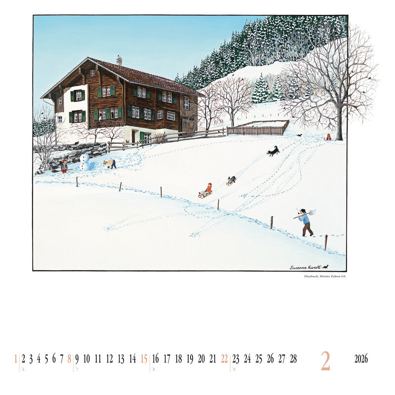 Kuratli Kunstkalender Bauernhäuser 2026 – 42 × 42 cm