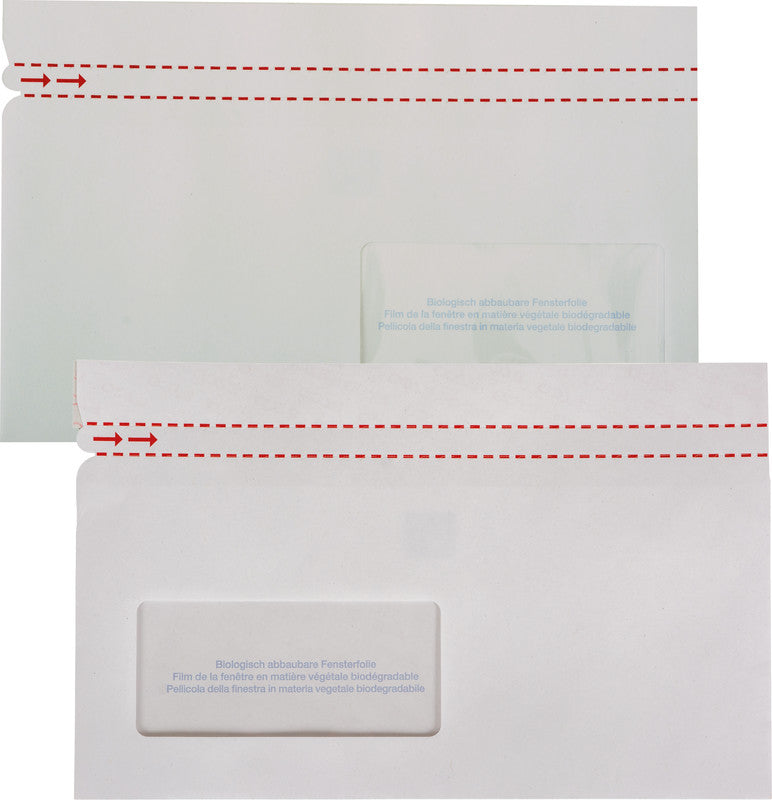 Elco Dokumententasche – C6/5 (229 × 114 mm), Fenster rechts, unbedruckt, weiss, selbstklebend – 250 Stück