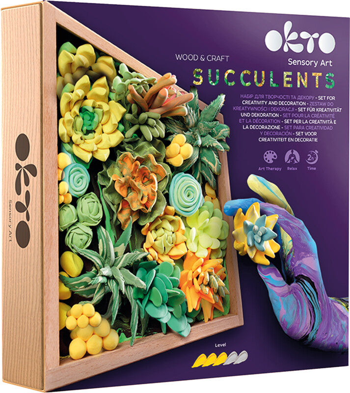 Okto Sensory Art – Bastelset Modelliermasse Sukkulenten – ab 14 Jahren – 36 Modelliermassen – 210 × 210 mm