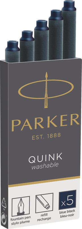Parker Tintenpatronen Quink – Blau-Schwarz, dokumentenecht, wasserfest, geruchsarm