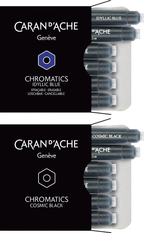 Caran d-Ache Caran d'Ache Tintenpatronen Chromatics – schwarz, dokumentenecht, geruchsarm, 6 Stk.