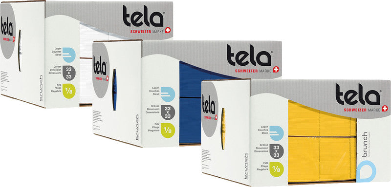 Tela Servietten – 33 × 33 cm – 2-lagig, Tissue, gelb – 300 Stk.