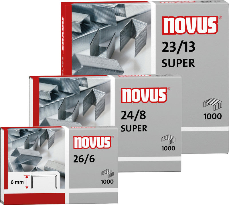 Novus Heftklammern 23/10 – für B40, B45, B52 und andere – 10 mm – verzinkt, silber – 1000 Stück.
